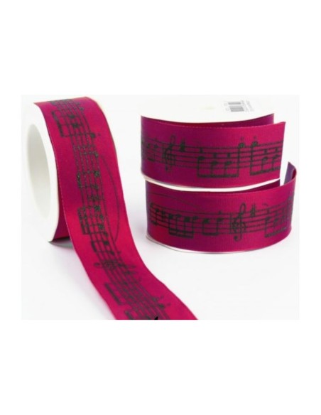 Ruban Cadeau Rouge Notes Noires R1012 (Unité)
