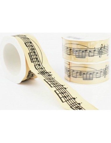 Cream Gift Ribbon Black Notes R1013 (Unit)