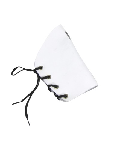 Short Leather Bugle Mitten Cord Closure (White)