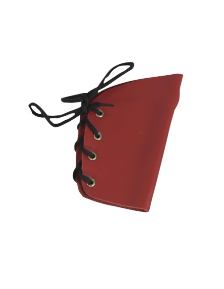 Short Leather Bugle Mitten Cord Closure (Red)