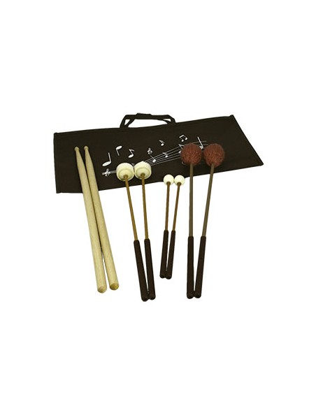Multi-percussion School Kit Includes 8 Different Pairs Types Drumsticks, Mallets Felt, Wool, Plastic