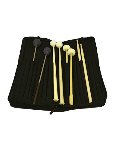 Multipercussion Kit Includes 8 Different Pairs Types Drumsticks, Mallets Felt, Wool and Case