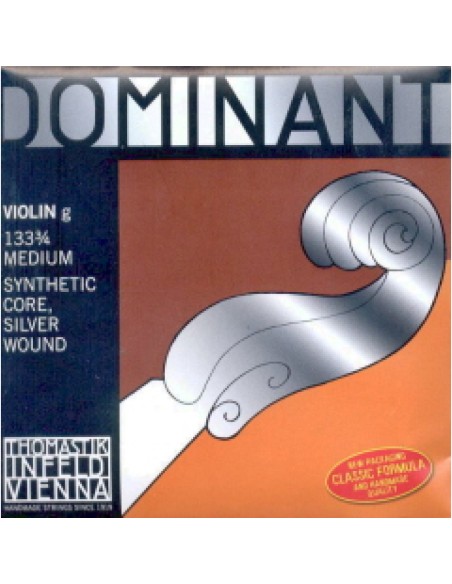 Violin String 3/4 4th (G) (G) Thomastik Dominant (133) (Nylon Silver) Medium