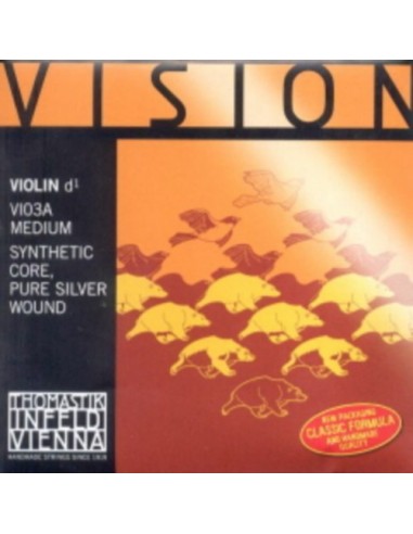 4/4 Violin String 3rd (D) (D) Thomastik Vision (Vi03a) (Silver Wound Synthetic Core) Medium