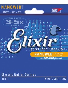 Elixir Electric Guitar Strings (12152) Nanoweb Heavy (012/52E) (Complete Set)