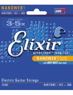 Electric Guitar Strings Elixir (12302) Nanoweb Baritone (012/068E) (Complete Set)