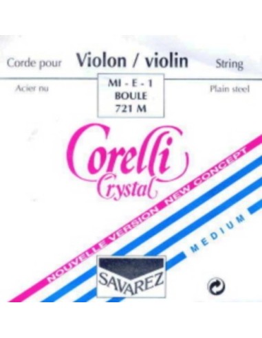 Violin String 4/4 1st (E) (E) Savarez Corelli Crystal (721M) (Steel) Ball Medium