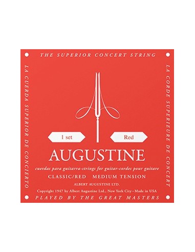Augustine Classical Guitar Strings (Rouge) Medium) (Ensemble complet)