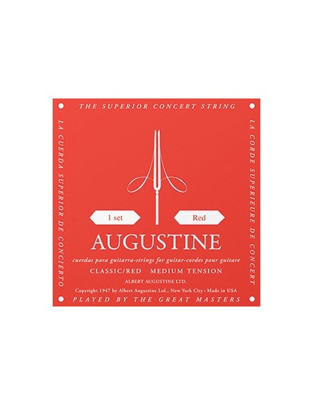 Augustine Classical Guitar Strings (Rosso) Medio) (Set Completo)