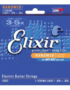 Elixir Electric Guitar Strings (12057) Nanoweb 7 Light Strings (010/056E) (Complete Set)