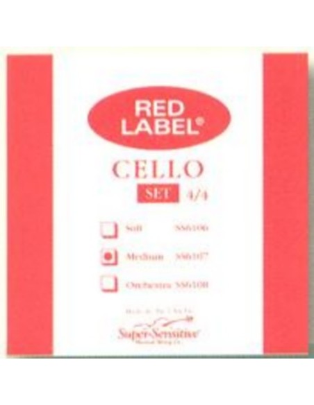 4/4 Cello String 2nd (D) (D) Super Sensitive Red Label (612) (Aluminum) Medium