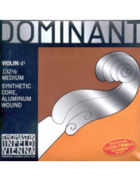 Violin String 1/2 3rd (D) (D) Thomastik Dominant (132) (Nylon Aluminum) Medium