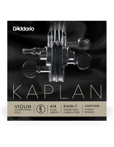 Violin String 4/4 1st (E) (E) D'Addario Kaplan Loop End (K420L-7) Extra Heavy Tension