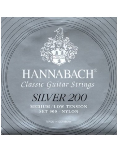 Hannabach Silver 200 900-MLT Classical Guitar Strings (Complete Set)