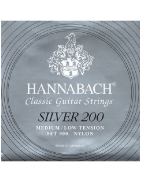Hannabach Silver 200 900-MLT Classical Guitar Strings (Complete Set)