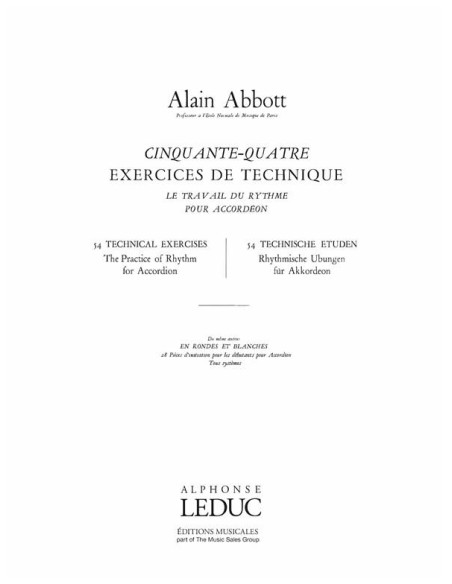 ABBOTT A.-Etudes Techniques (54) para Acordeon
