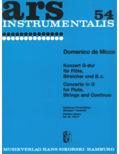 DE MICCO D.-Concerto en sol majeur pour flûte, cordes et B.C. (parties)