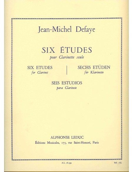 DEFAYE J.M.-Studi (6) per Clarinetto