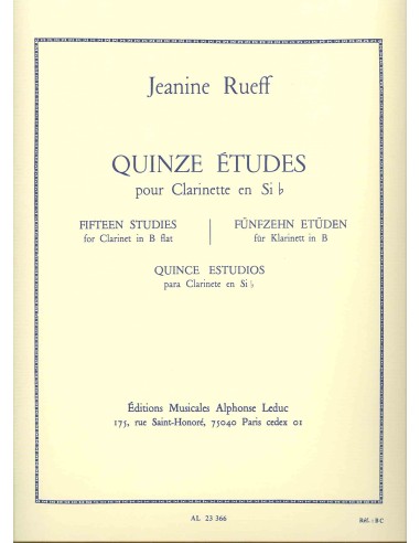 RUEFF J.-Etüden (15) für B-Klarinette