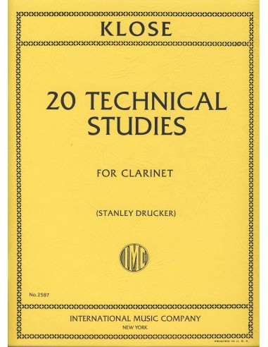 KLOSE H.E.-Technical Studies (20) for Clarinet (Drucker)