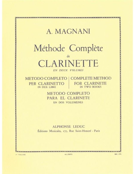 MAGNANI A.-Methode Complete Vol.1 per Clarinetto