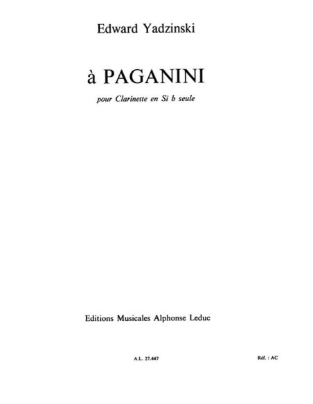 YADZINSKI E.-A Paganini per clarinetto