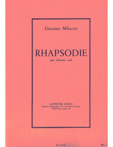 MILUCCIO G.-Rhapsodie pour clarinette
