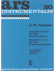 TELEMANN G.P.-Concerto in re maggiore per flauto, archi e b.c. (partitura)