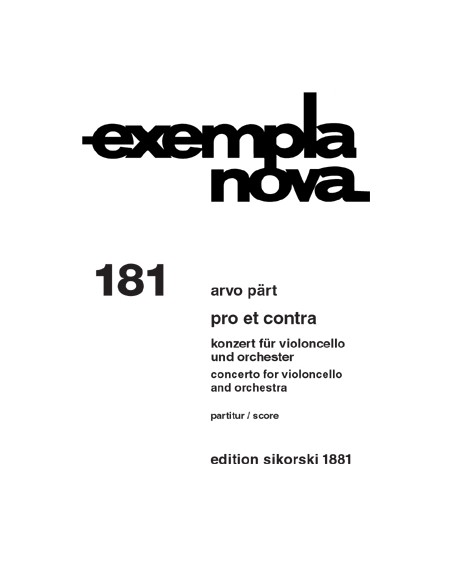 PART A.-Pro et Contra (Concerto) for Cello and Orchestra (Score)
