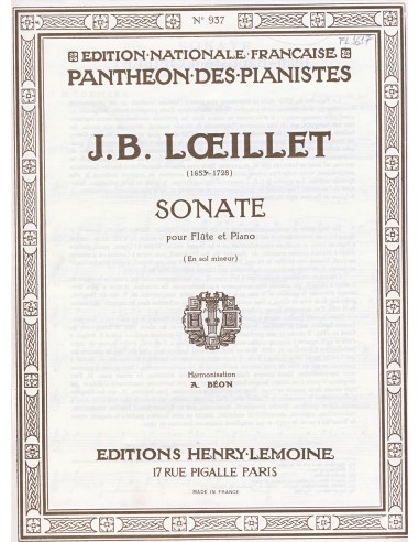 LOEILLET J.B.-Sonate g-Moll für Flöte und Klavier (Beon)