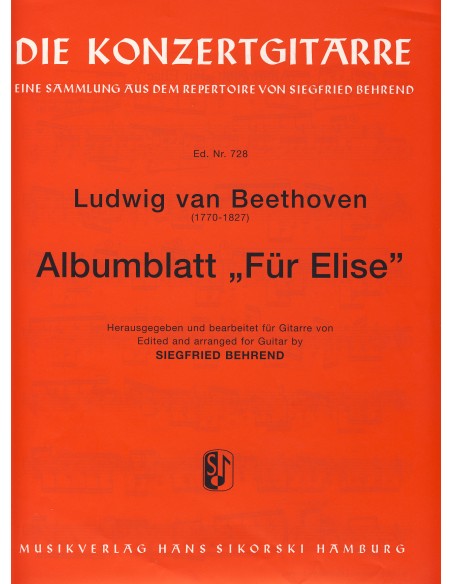 BEETHOVEN L.V.-Per Elisa per chitarra (Behrend)