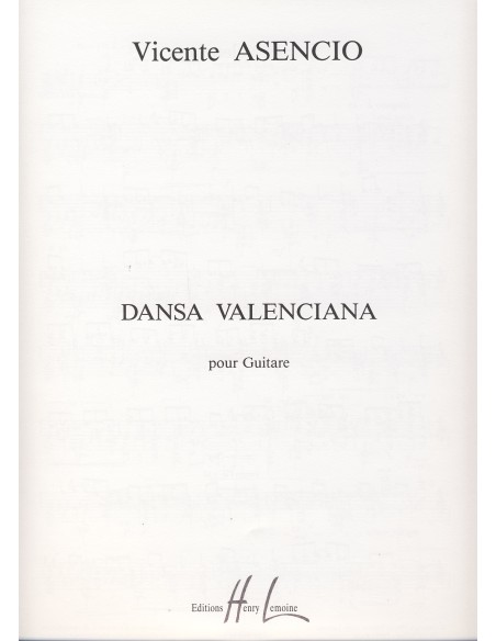 ASENCIO V.-Dansa Valenciana per Chitarra