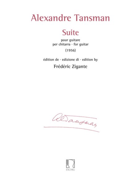 TANSMAN A.-Suite per chitarra (Zigante)
