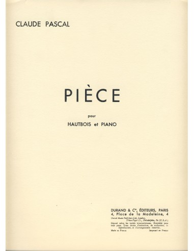 PASCAL C.-Piece per oboe e pianoforte