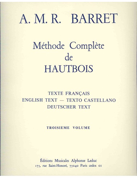 BARRET A.M.R.-Methode Complete Vol.3 per Oboe