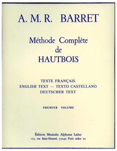 BARRET A.M.R.-Methode Complete Vol.1 for Oboe