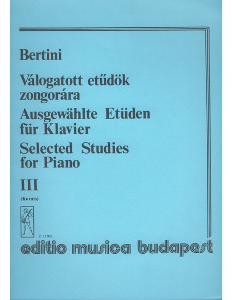 BERTINI H.-Selected Studies 3rd for Piano (Kovats)