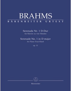 BRAHMS J.-Serenade No. 1 Op.11 in D Major for Piano 4 Hands (Urtext) (Kohn)