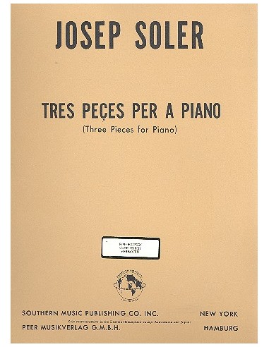 SOLER J.-Pièces de piano (3)