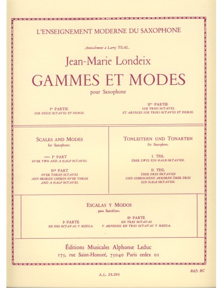 LONDEIX J.M.-Scale e modi Vol.1 per sassofono