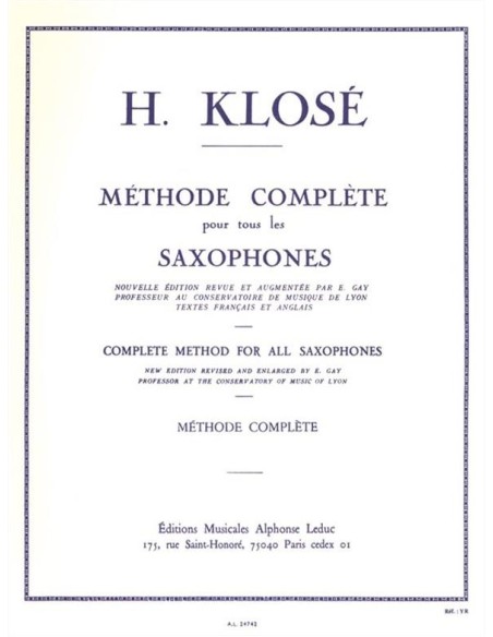 KLOSE H.E.-Methode Complete pour saxophone