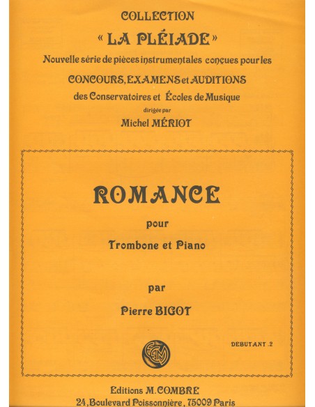 BIGOT P.-Romance per trombone e pianoforte