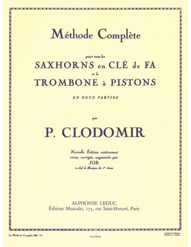 CLODOMIR P.-Methode Complete pour trombone à piston