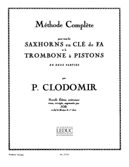 CLODOMIR P.-Methode Complete Vol.1 per Trombone a Pistone