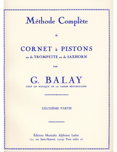 BALAY G.-Methode Complete Vol.2 per Tromba (Cornetta)