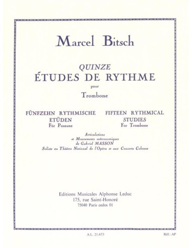 BITSCH M.-Rhythm Studies (15) for Trombone (Masson)