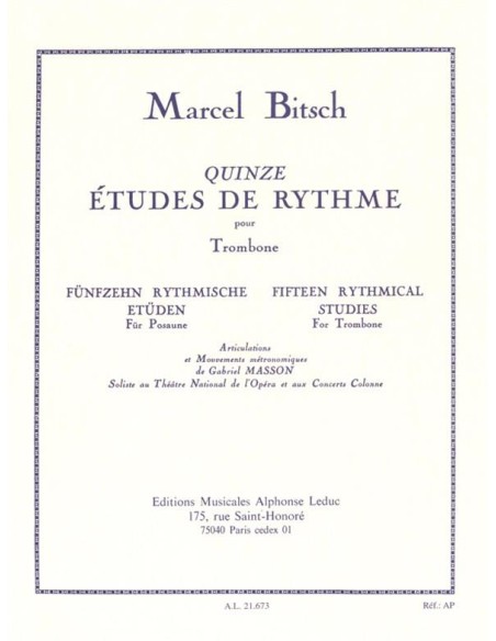 BITSCH M.-Studi di ritmo (15) per trombone (Masson)