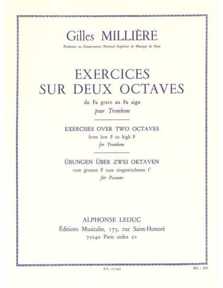 MILLIERE G.-Exercises on two octaves for trombone