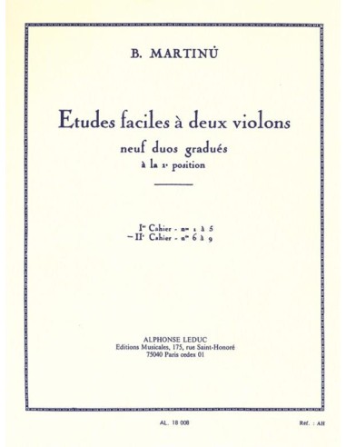 MARTINU B.-Easy Studies 2nd for 2 Violins