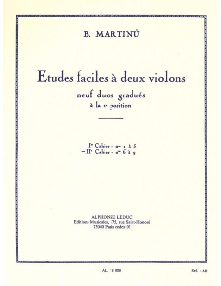 MARTINU B.-Easy Studies 2nd for 2 Violins